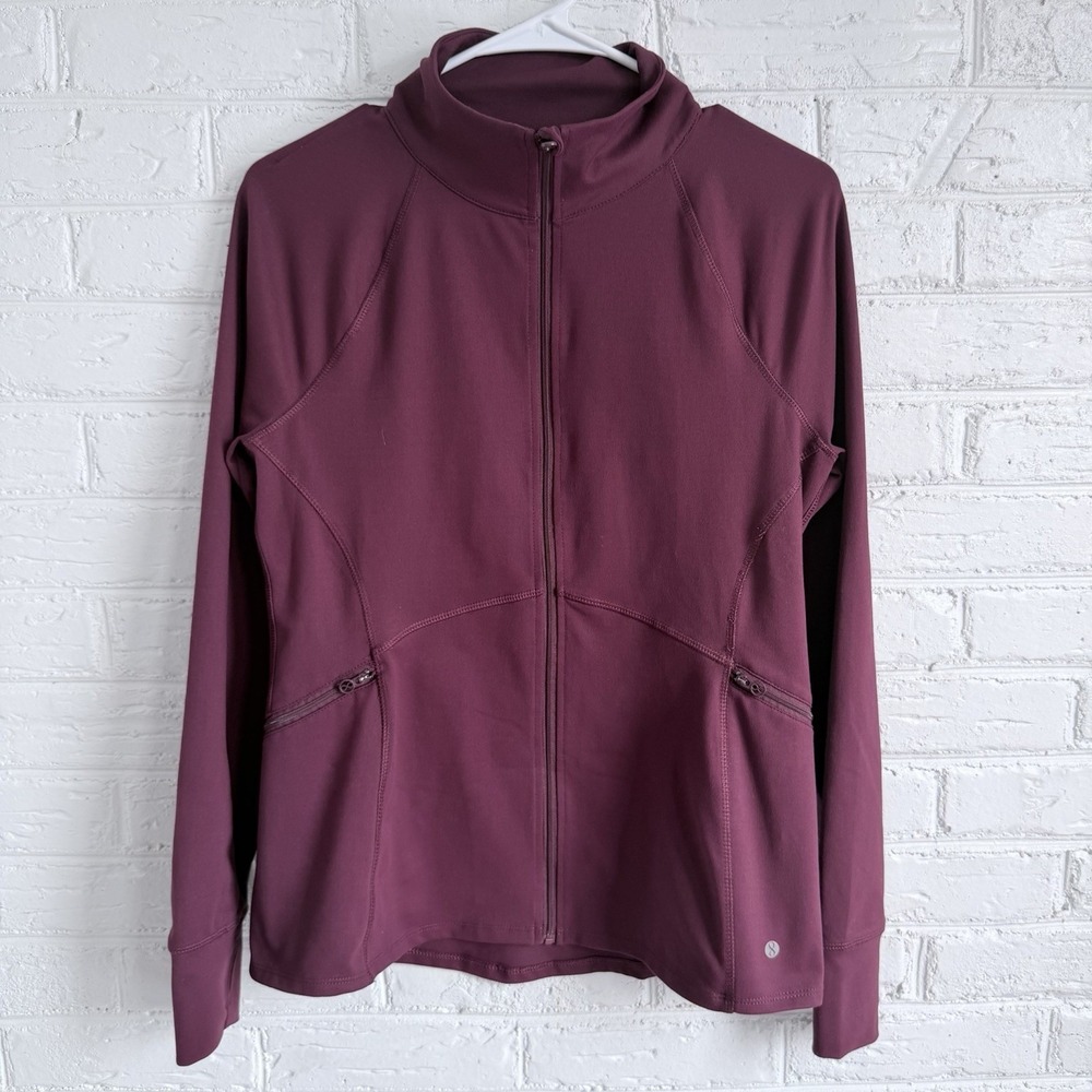 Layer8 Performance Quick Dry Ladies Size Small Full Zip Jacket Pockets Burgundy‎